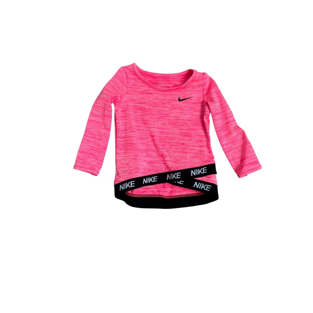 Nike Baby Girls Active Long‎ Sleeve Top Pink Dri-Fit Athletic Shirt 12 Months